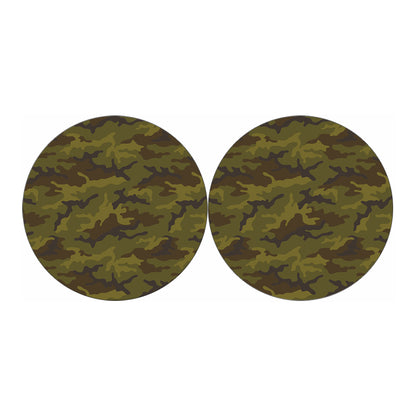 Brown Green Camouflage Print Car Coasters