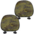 Brown Green Camouflage Print Car Headrest Covers