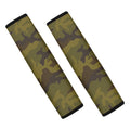Brown Green Camouflage Print Car Seat Belt Covers