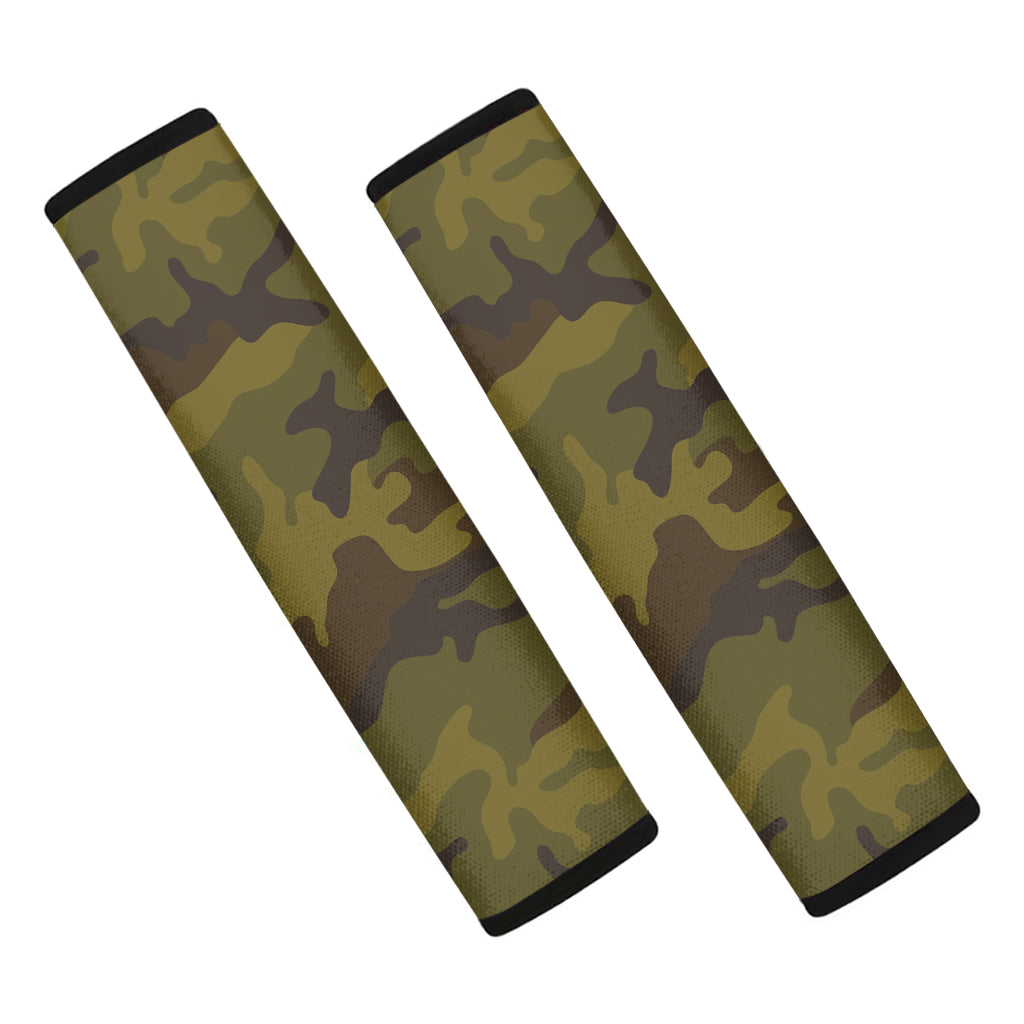 Brown Green Camouflage Print Car Seat Belt Covers