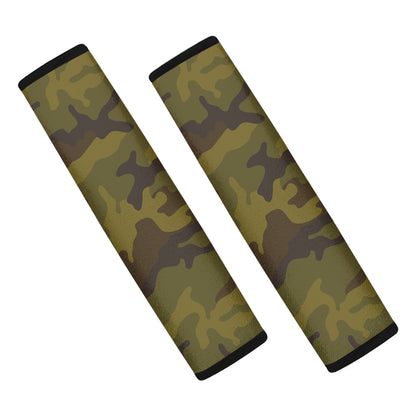 Brown Green Camouflage Print Car Seat Belt Covers