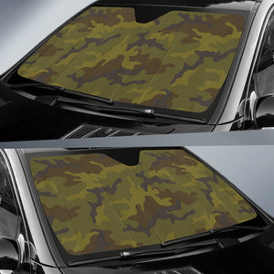 Brown Green Camouflage Print Car Sun Shade GearFrost