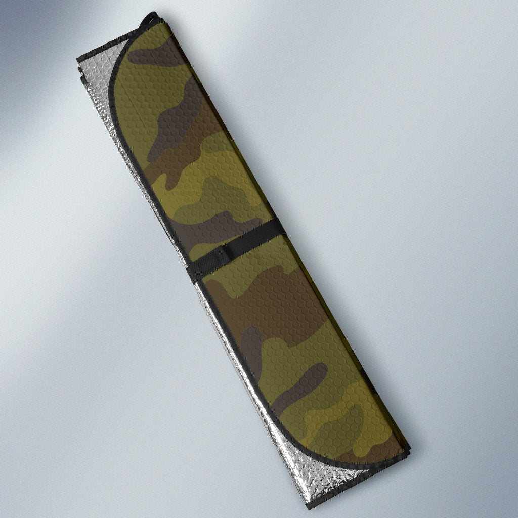 Brown Green Camouflage Print Car Sun Shade GearFrost