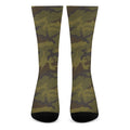 Brown Green Camouflage Print Crew Socks