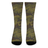 Brown Green Camouflage Print Crew Socks