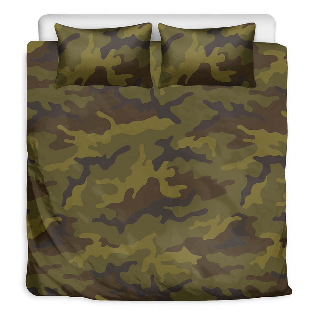 Brown Green Camouflage Print Duvet Cover Bedding Set