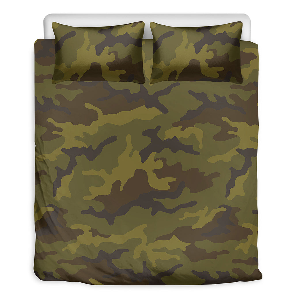 Brown Green Camouflage Print Duvet Cover Bedding Set