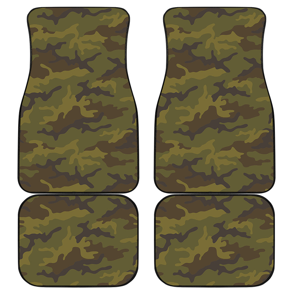 Brown Green Camouflage Print Front and Back Car Floor Mats
