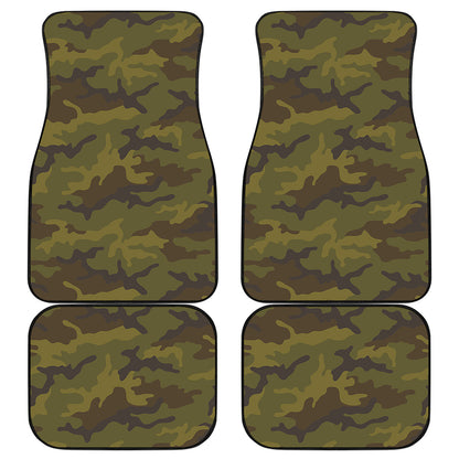 Brown Green Camouflage Print Front and Back Car Floor Mats