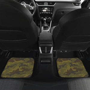 Brown Green Camouflage Print Front and Back Car Floor Mats