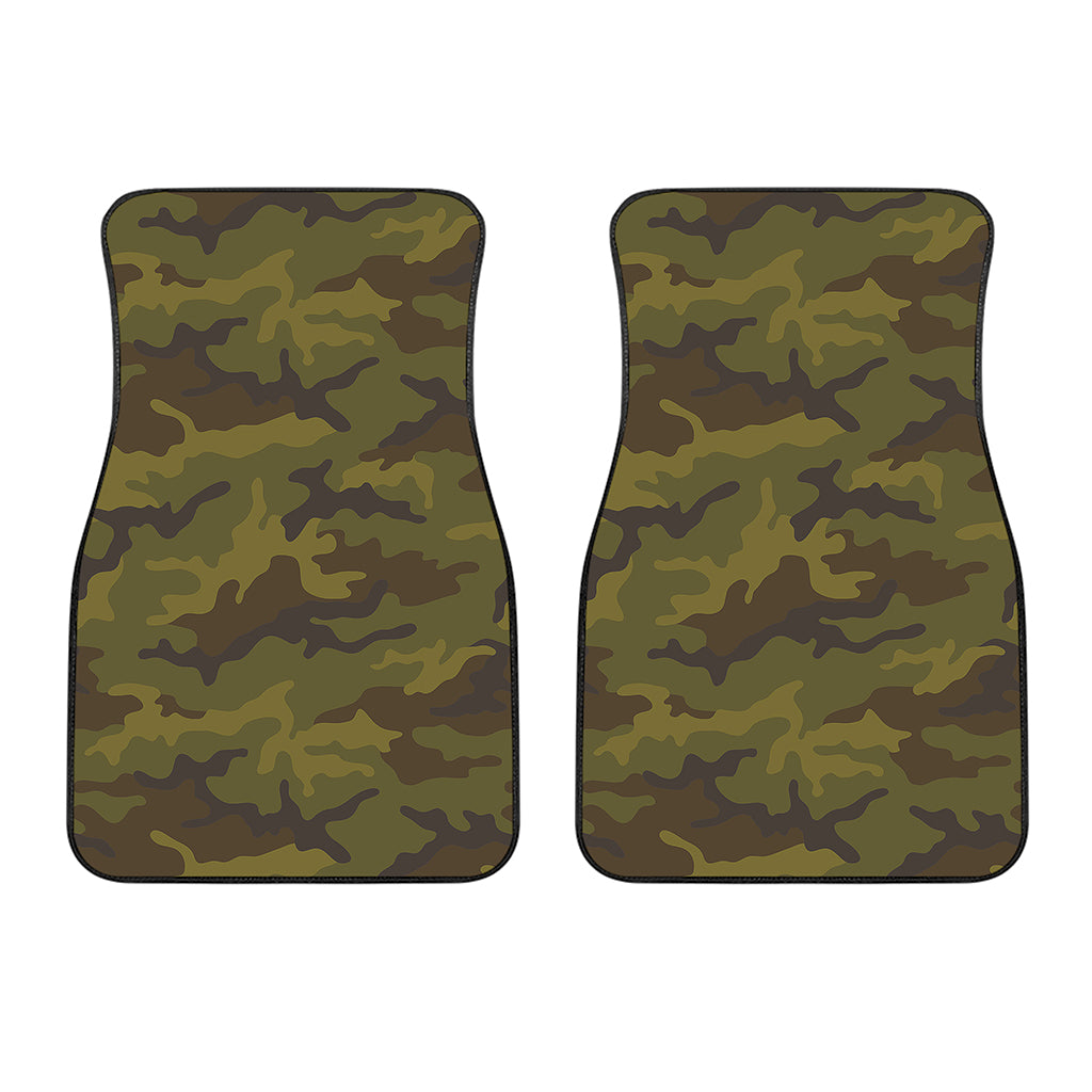Brown Green Camouflage Print Front Car Floor Mats