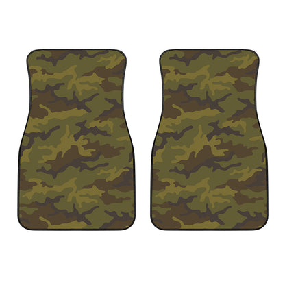 Brown Green Camouflage Print Front Car Floor Mats