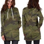 Brown Green Camouflage Print Hoodie Dress GearFrost