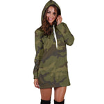 Brown Green Camouflage Print Hoodie Dress GearFrost
