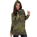 Brown Green Camouflage Print Hoodie Dress GearFrost
