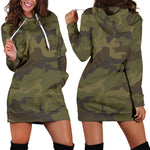 Brown Green Camouflage Print Hoodie Dress GearFrost