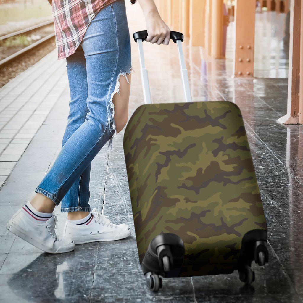 Brown Green Camouflage Print Luggage Cover GearFrost