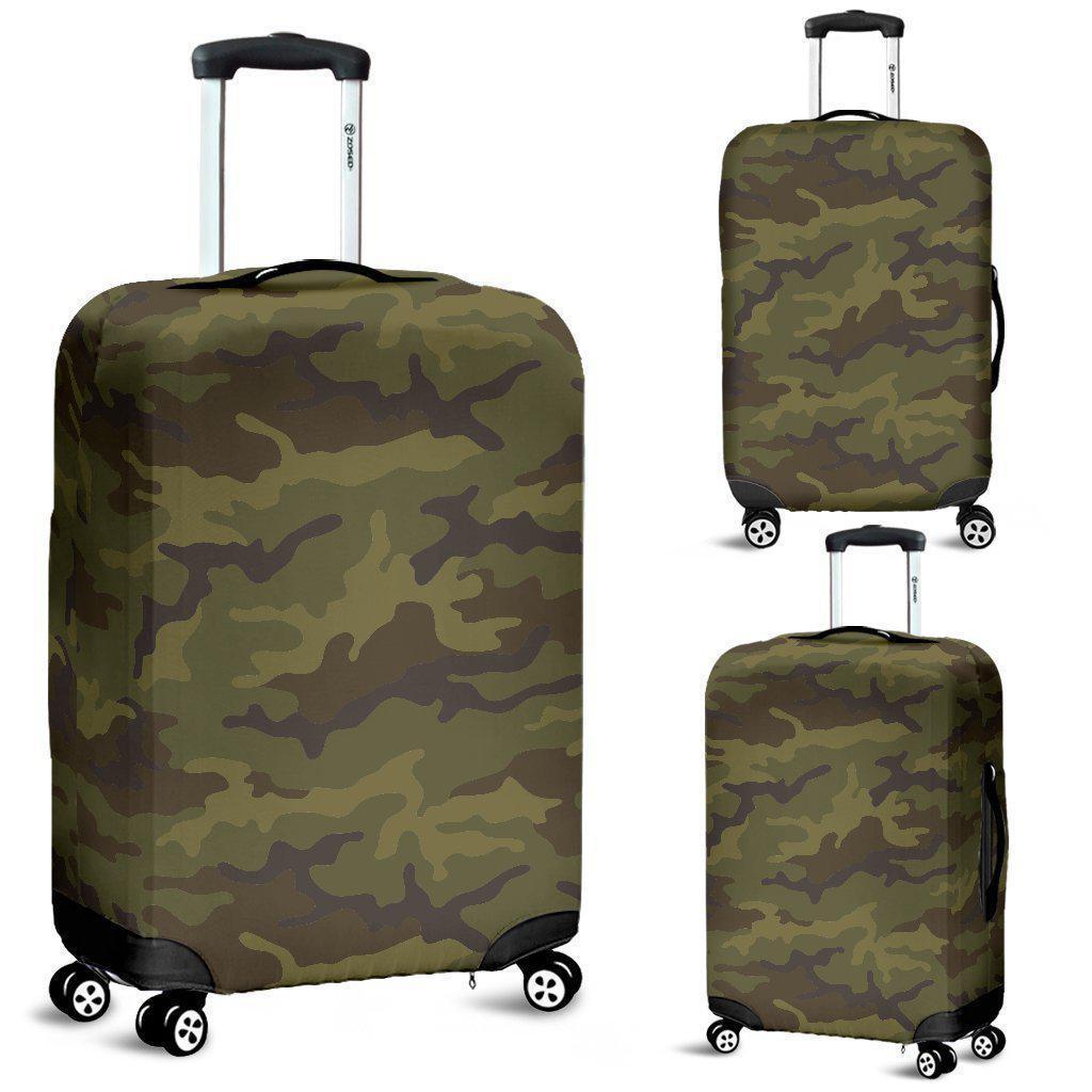 Brown Green Camouflage Print Luggage Cover GearFrost