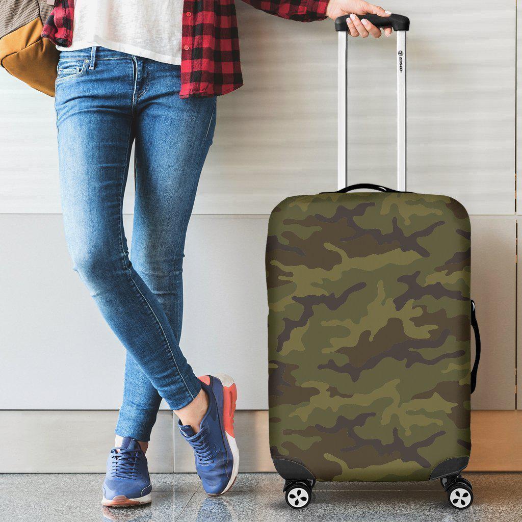 Brown Green Camouflage Print Luggage Cover GearFrost