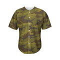 Brown Green Camouflage Print Men's Baseball Jersey