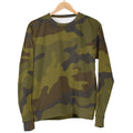 Brown Green Camouflage Print Men's Crewneck Sweatshirt