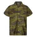 Brown Green Camouflage Print Men's Short Sleeve Shirt