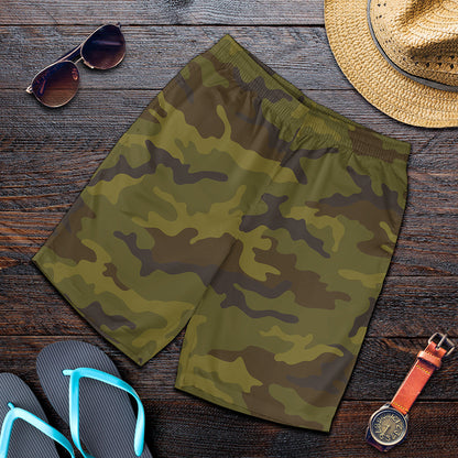 Brown Green Camouflage Print Men's Shorts