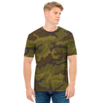 Brown Green Camouflage Print Men's T-Shirt