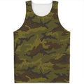 Brown Green Camouflage Print Men's Tank Top