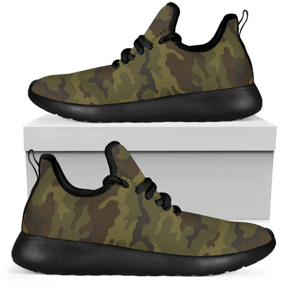 Brown Green Camouflage Print Mesh Knit Shoes GearFrost