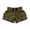 Brown Green Camouflage Print Muay Thai Boxing Shorts