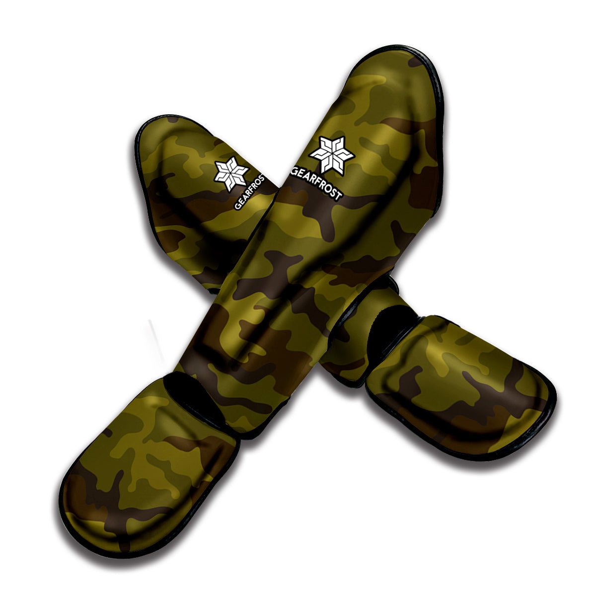 Brown Green Camouflage Print Muay Thai Shin Guard