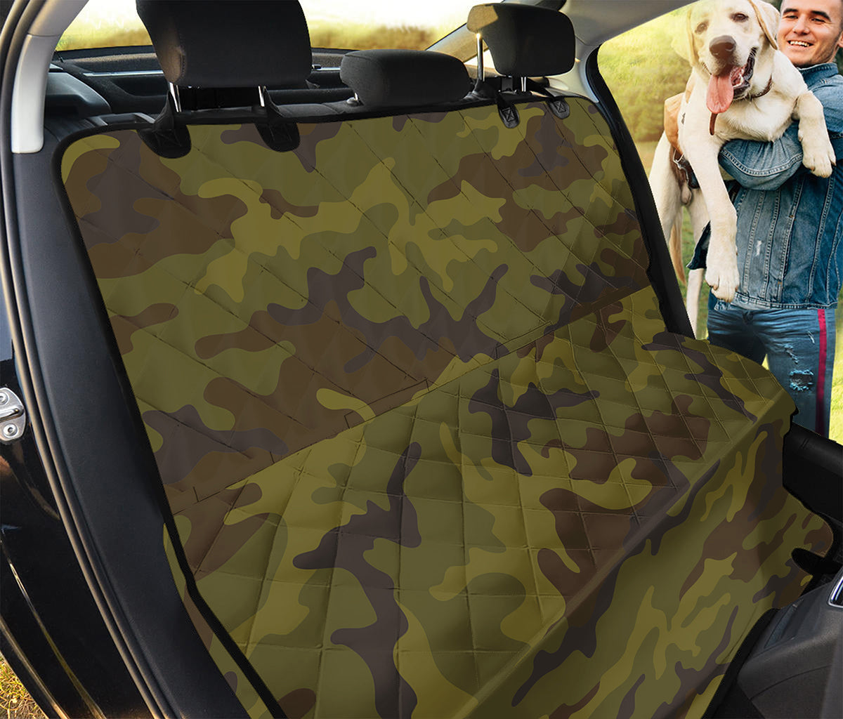 Brown Green Camouflage Print Pet Car Back Seat Cover