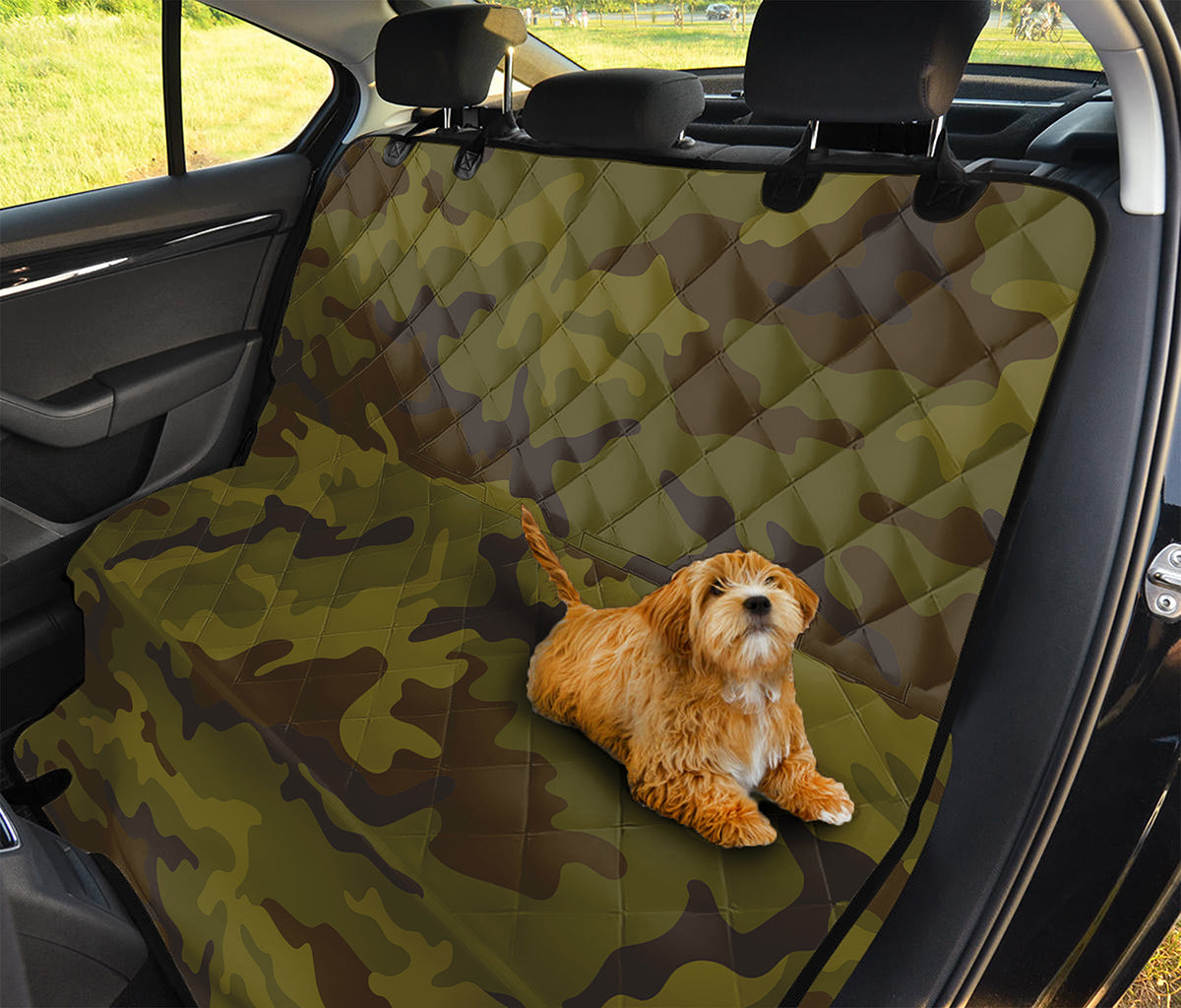 Brown Green Camouflage Print Pet Car Back Seat Cover