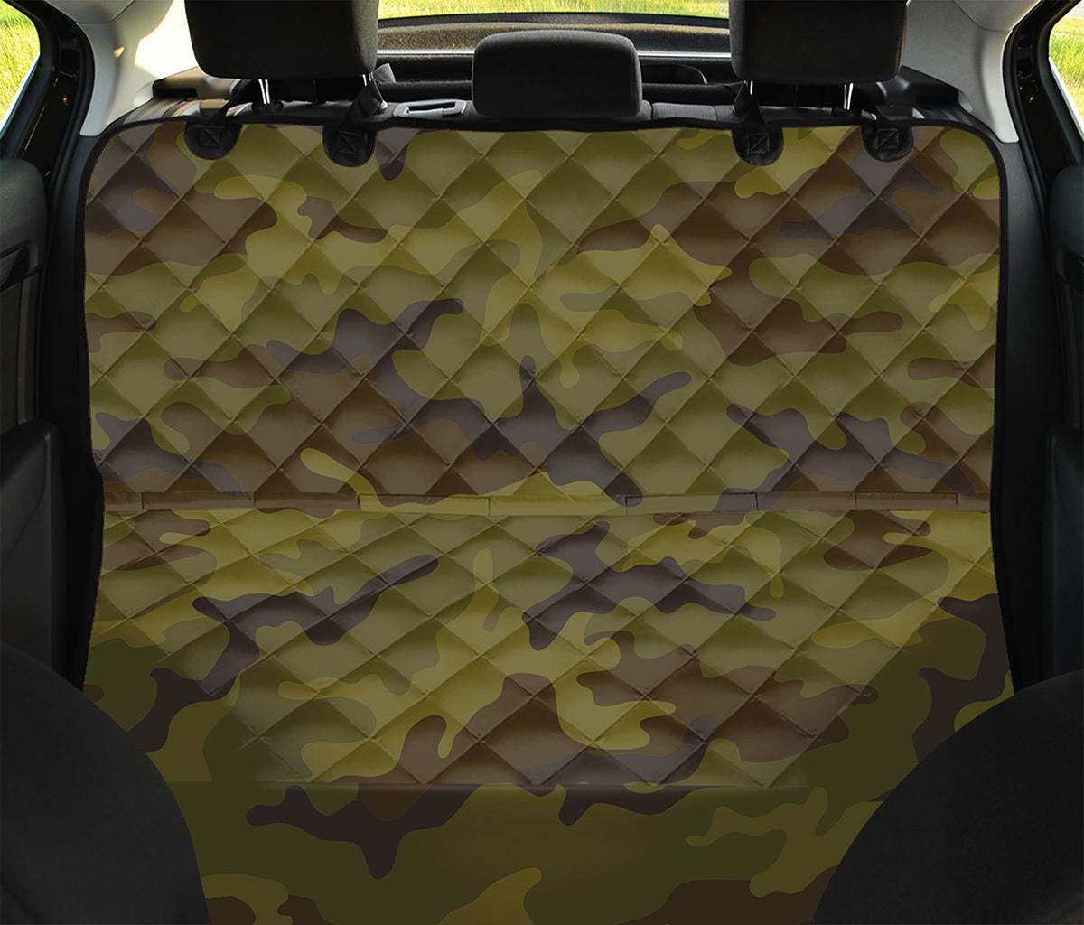 Brown Green Camouflage Print Pet Car Back Seat Cover