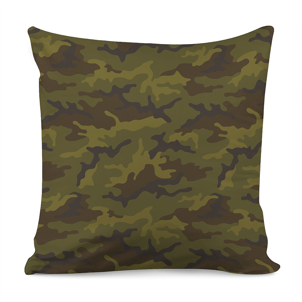 Brown Green Camouflage Print Pillow Cover