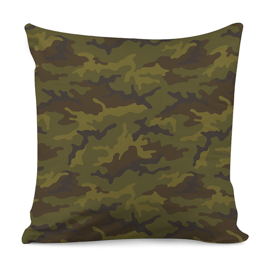 Brown Green Camouflage Print Pillow Cover
