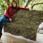 Brown Green Camouflage Print Quilt