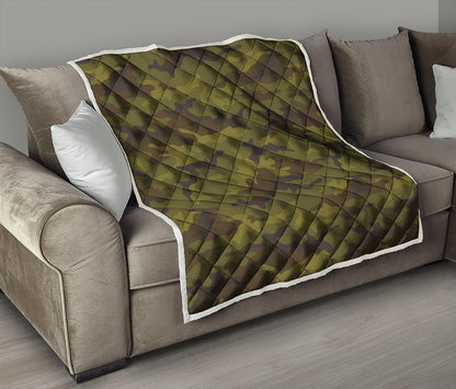Brown Green Camouflage Print Quilt