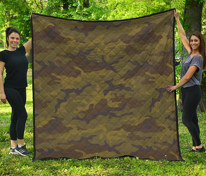 Brown Green Camouflage Print Quilt