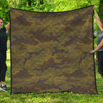 Brown Green Camouflage Print Quilt
