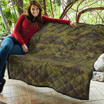 Brown Green Camouflage Print Quilt