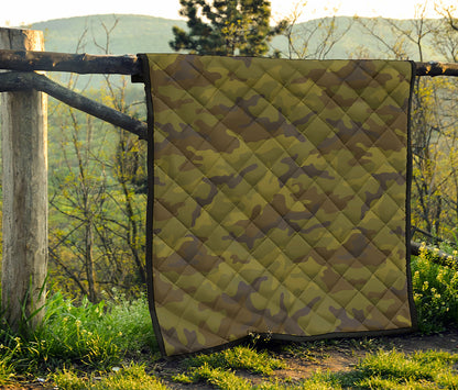 Brown Green Camouflage Print Quilt