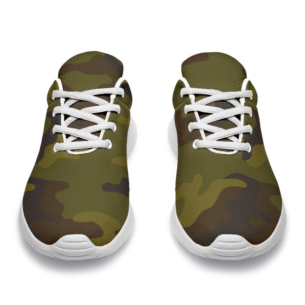 Brown Green Camouflage Print Sport Shoes GearFrost