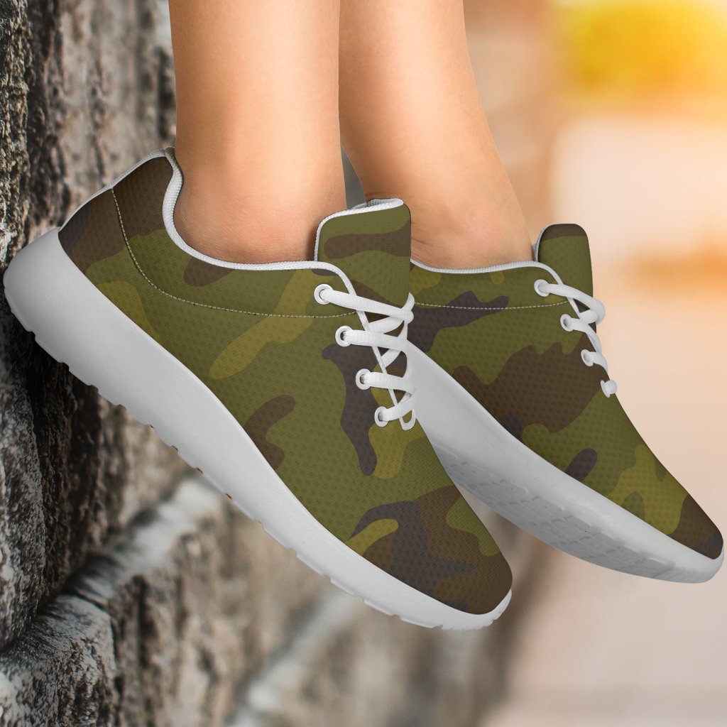 Brown Green Camouflage Print Sport Shoes GearFrost