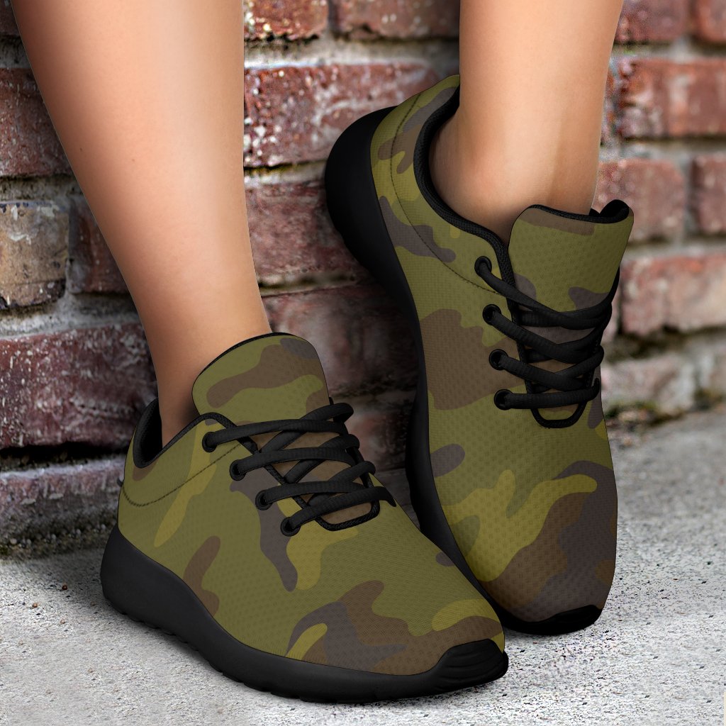 Brown Green Camouflage Print Sport Shoes GearFrost