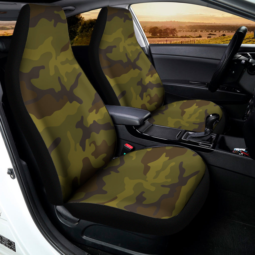 Brown Green Camouflage Print Universal Fit Car Seat Covers