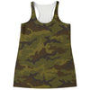 Brown Green Camouflage Print Women's Racerback Tank Top