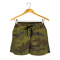 Brown Green Camouflage Print Women's Shorts