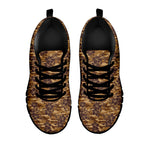 Brown Hawaiian Camo Flower Pattern Print Black Sneakers